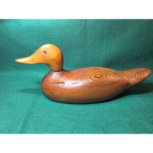 Antique Carved Wood Duck Decoy, Rustic Home Decor